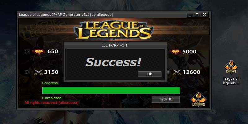 Hướng dẫn cách hack RP Liên Minh Huyền Thoại